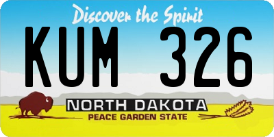 ND license plate KUM326