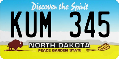 ND license plate KUM345