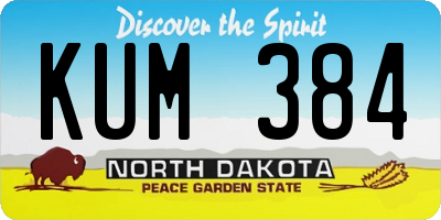 ND license plate KUM384