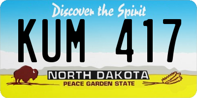 ND license plate KUM417