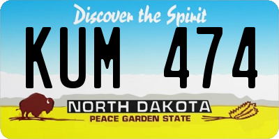 ND license plate KUM474