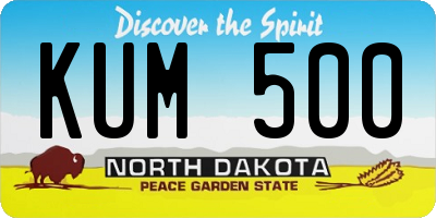 ND license plate KUM500