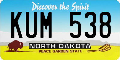 ND license plate KUM538