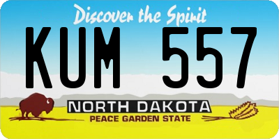 ND license plate KUM557