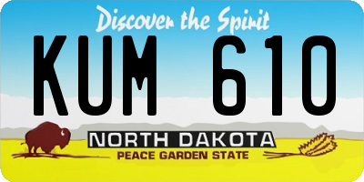 ND license plate KUM610