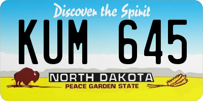 ND license plate KUM645