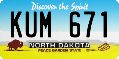 ND license plate KUM671