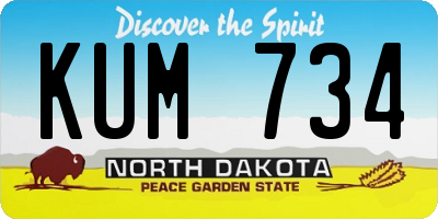 ND license plate KUM734
