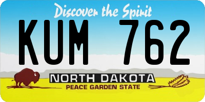 ND license plate KUM762