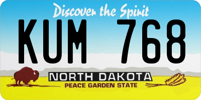 ND license plate KUM768