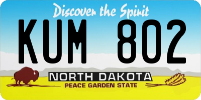 ND license plate KUM802