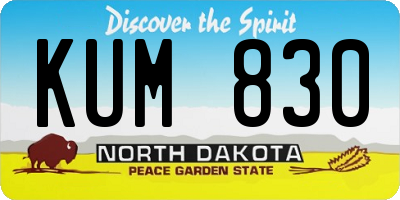 ND license plate KUM830