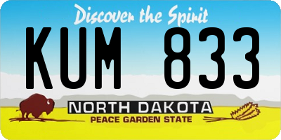 ND license plate KUM833