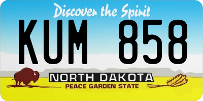 ND license plate KUM858