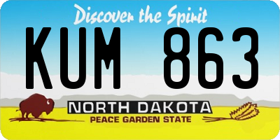 ND license plate KUM863