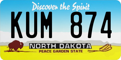 ND license plate KUM874