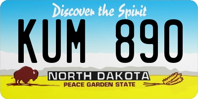 ND license plate KUM890