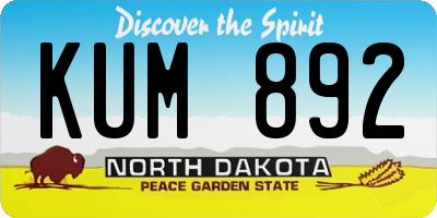 ND license plate KUM892