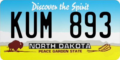 ND license plate KUM893