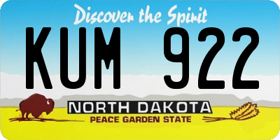 ND license plate KUM922