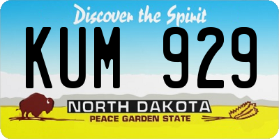 ND license plate KUM929