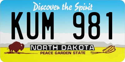 ND license plate KUM981