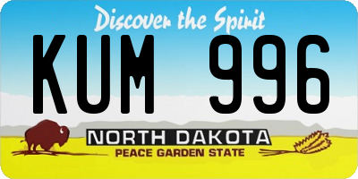 ND license plate KUM996