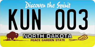ND license plate KUN003