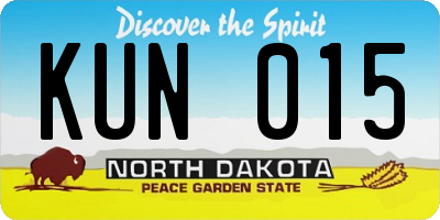 ND license plate KUN015