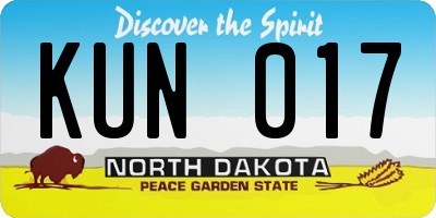 ND license plate KUN017