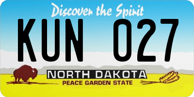 ND license plate KUN027