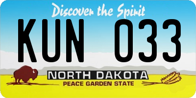 ND license plate KUN033