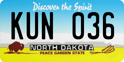 ND license plate KUN036