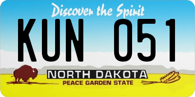 ND license plate KUN051