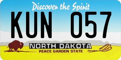 ND license plate KUN057