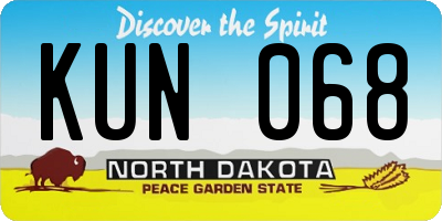 ND license plate KUN068