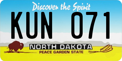 ND license plate KUN071