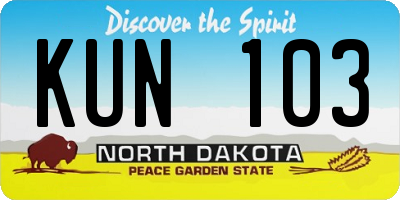 ND license plate KUN103