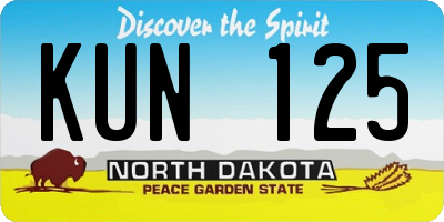 ND license plate KUN125