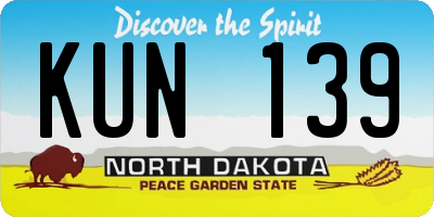 ND license plate KUN139