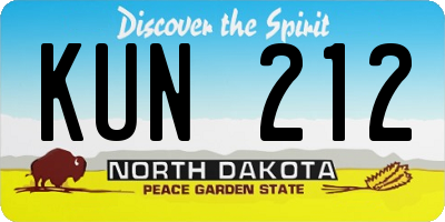 ND license plate KUN212