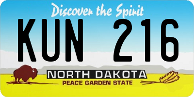 ND license plate KUN216