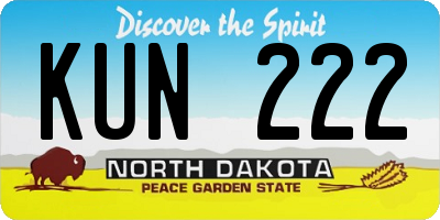 ND license plate KUN222