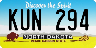 ND license plate KUN294