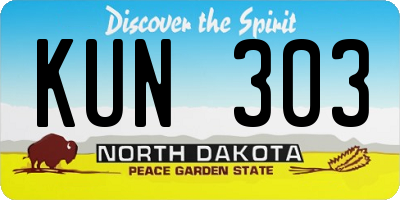 ND license plate KUN303