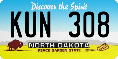 ND license plate KUN308