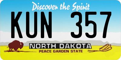 ND license plate KUN357