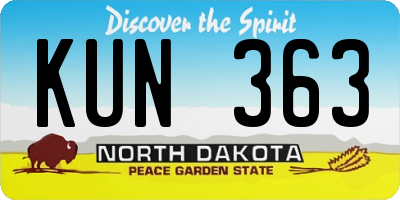 ND license plate KUN363