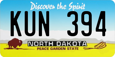 ND license plate KUN394