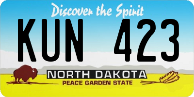 ND license plate KUN423